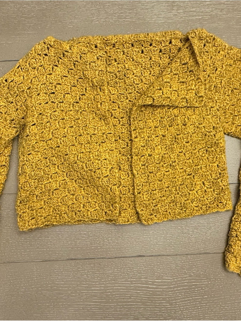Cozy Crocheted Cardigan in Mustard Yellow